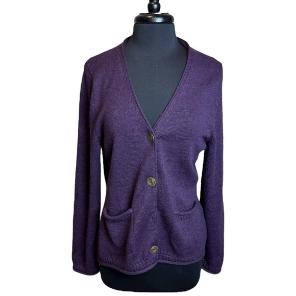 Kuna Sweaters - Kuna 100% Baby Alpaca Deep Plum Cardigan Sweater Size Small